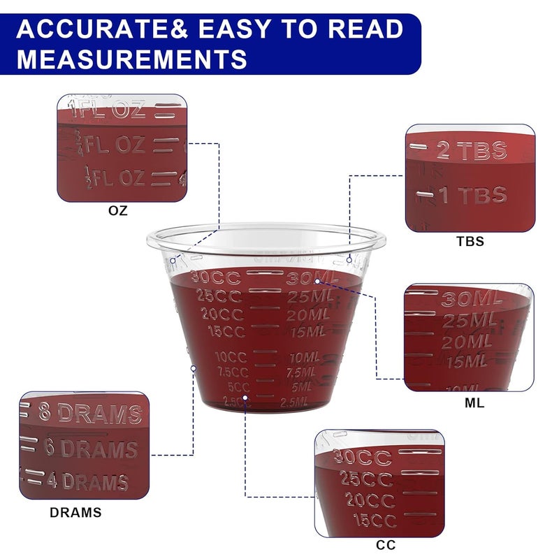 ReliMedPro disposable medicine cups graduated, bulk pack of 5000, 1 oz (30ml) small plastic measuring cup for liquid medication, paint, epoxy, pill and resin - Image 2